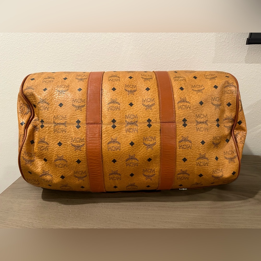 MCM Cognac Visetos Coated Canvas Stark Weekender 50 Duffel Bag - Picture 10 of 14